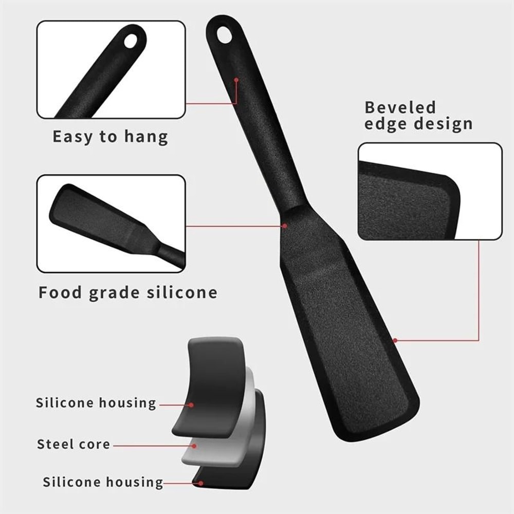 2Piece Wide And Thin Silicone Spatula Turner Set 2