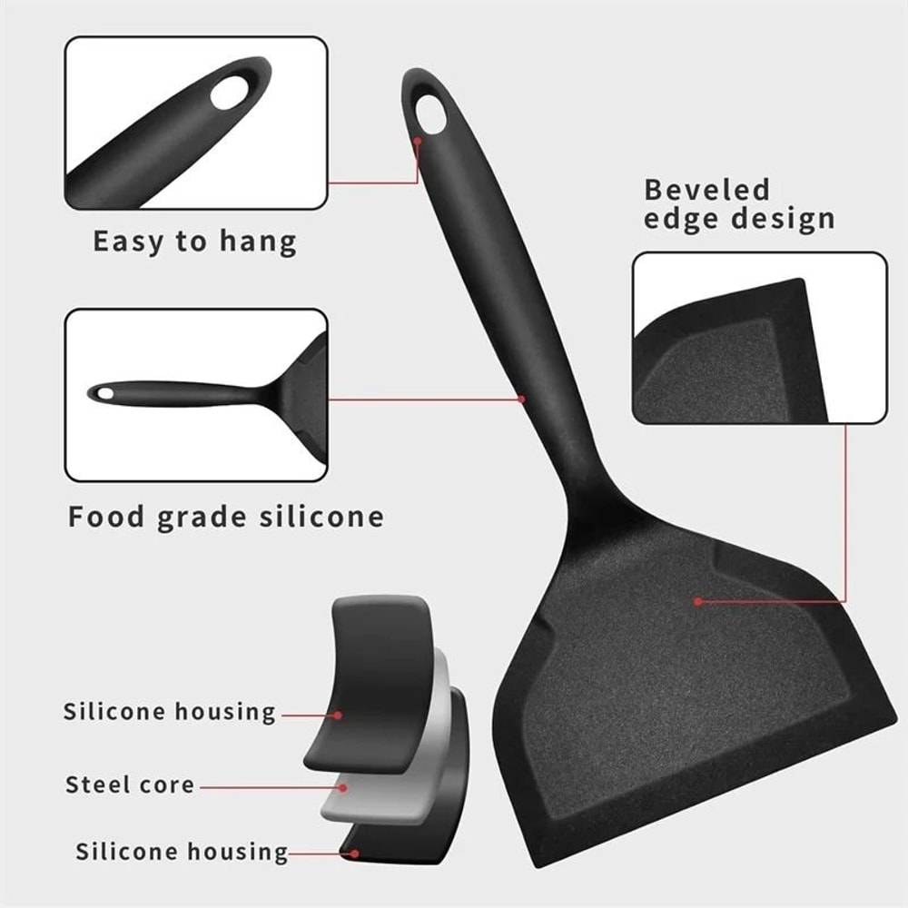 2Piece Wide And Thin Silicone Spatula Turner Set 3