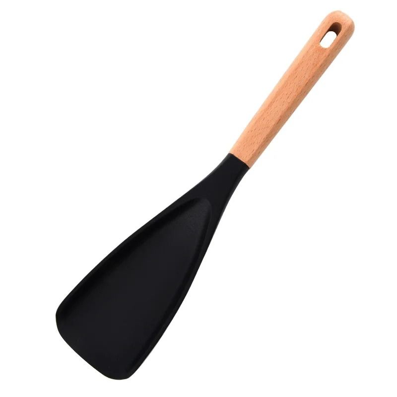 Premium Silicone Cooking Spoon And Multipurpose Spatula With Natural Wood Handle 6