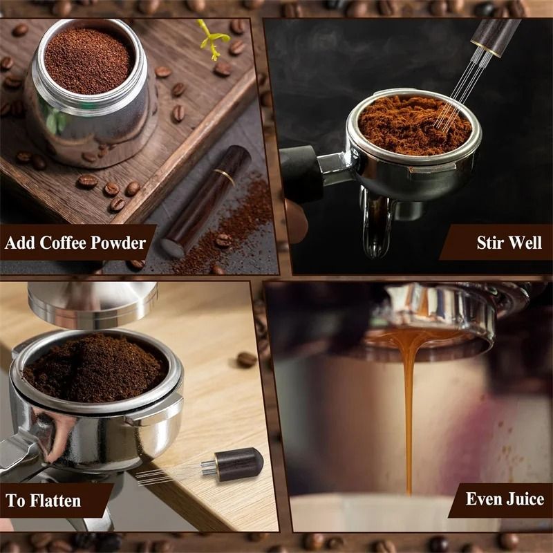 Premium 6Pin Espresso Distribution Tool With Natural Walnut Handle 5