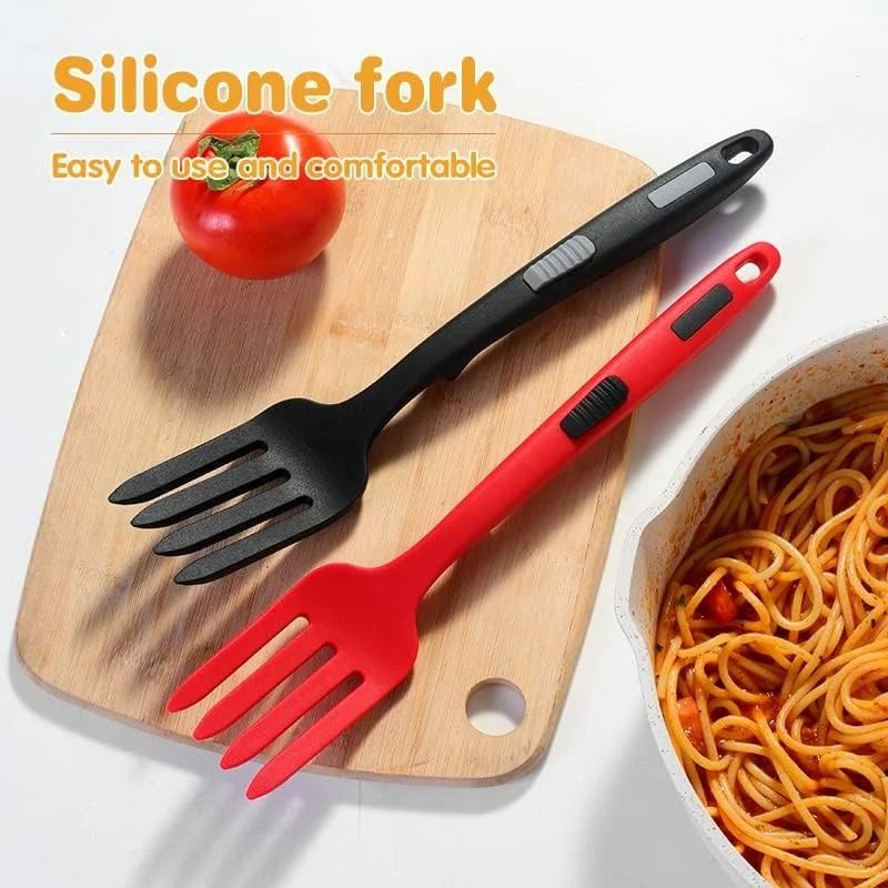 Silicone Flexible Cooking Fork And HeatResistant Pasta Server 2