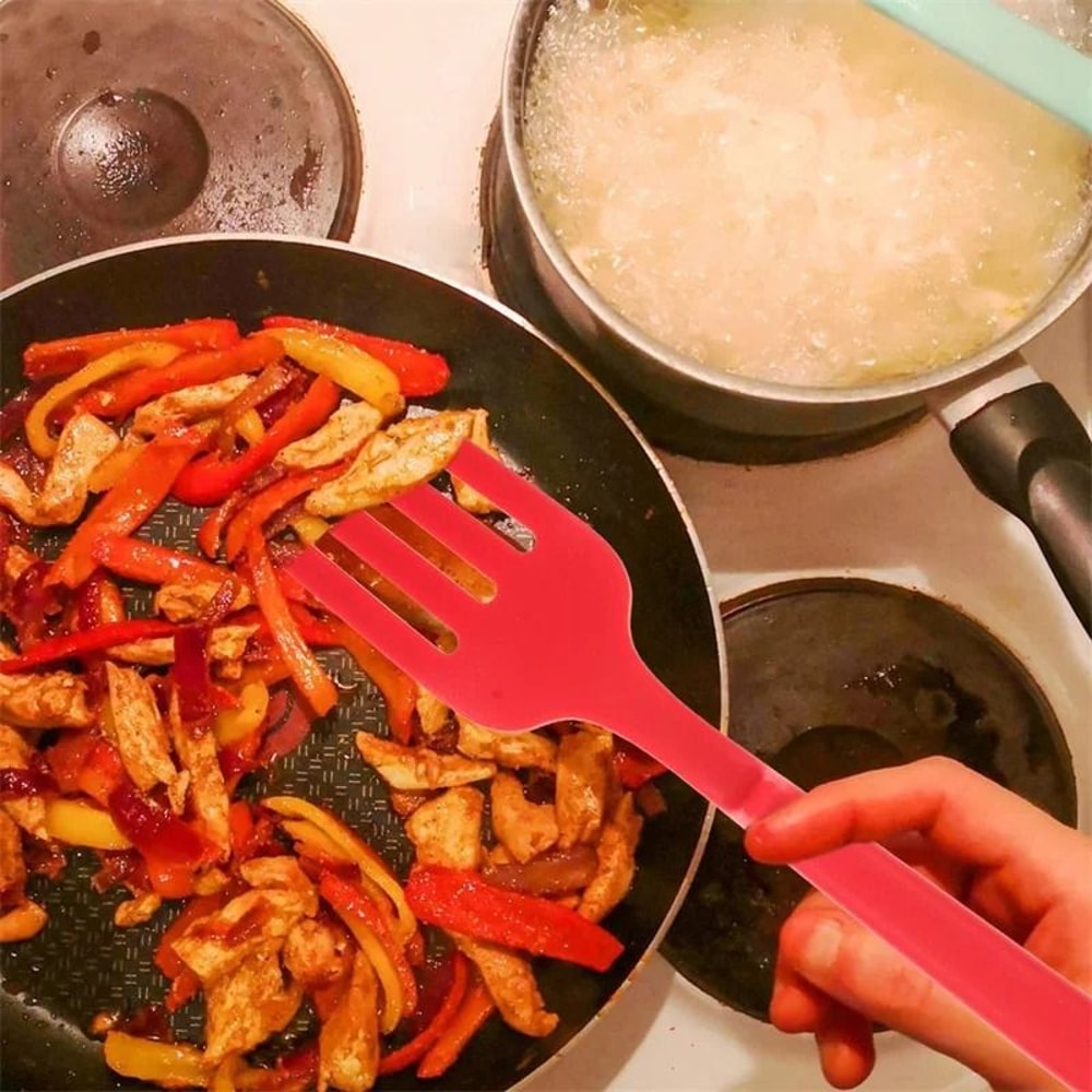 Silicone Flexible Cooking Fork And HeatResistant Pasta Server 4