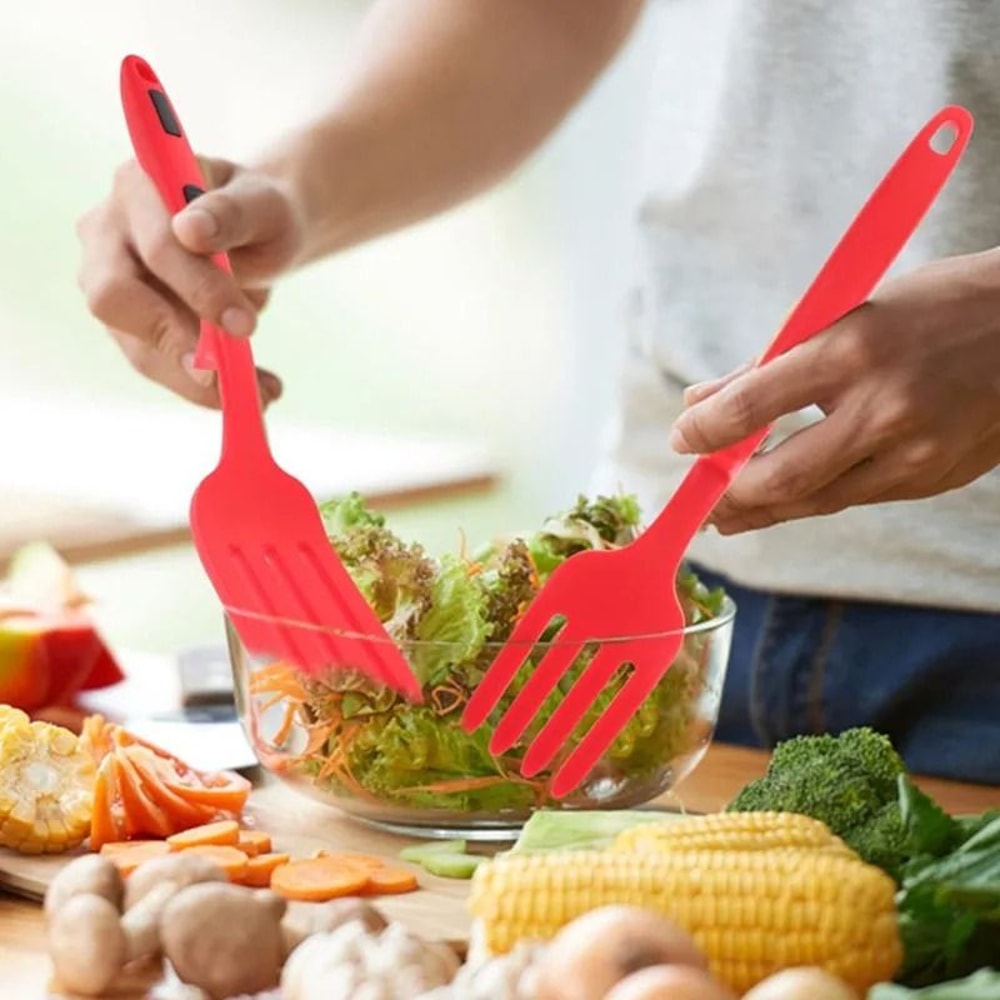 Silicone Flexible Cooking Fork And HeatResistant Pasta Server 5