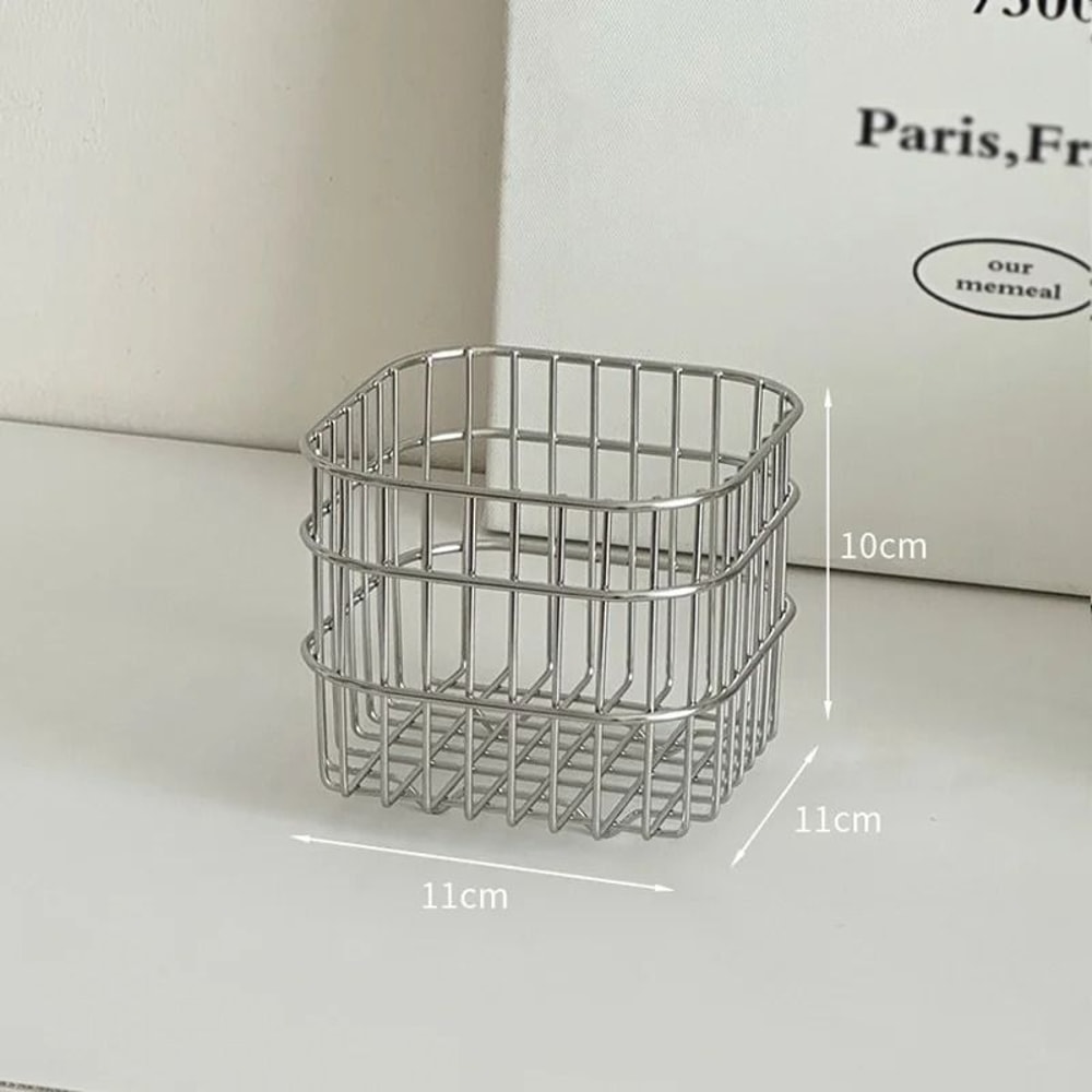 Premium Stainless Steel Minimalist Desktop Organizer Drainage Basket 2