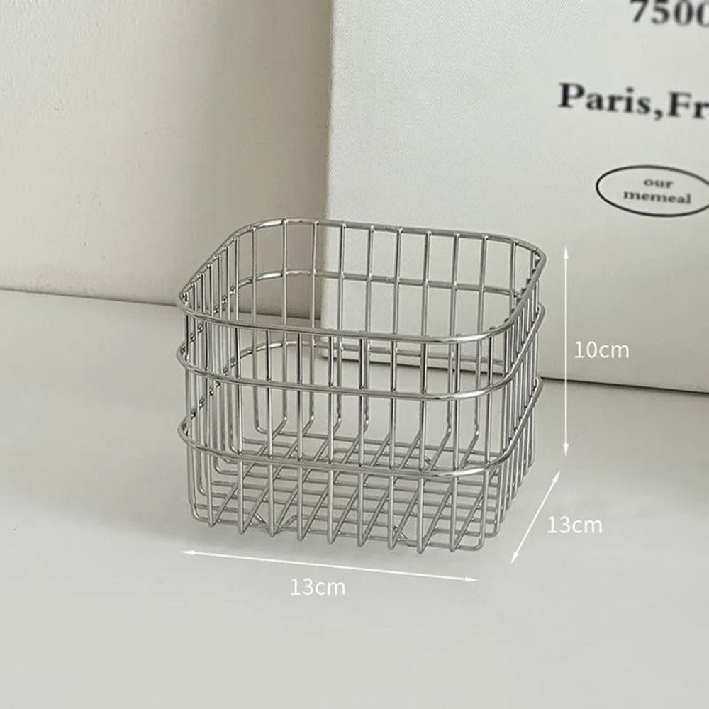 Premium Stainless Steel Minimalist Desktop Organizer Drainage Basket 7