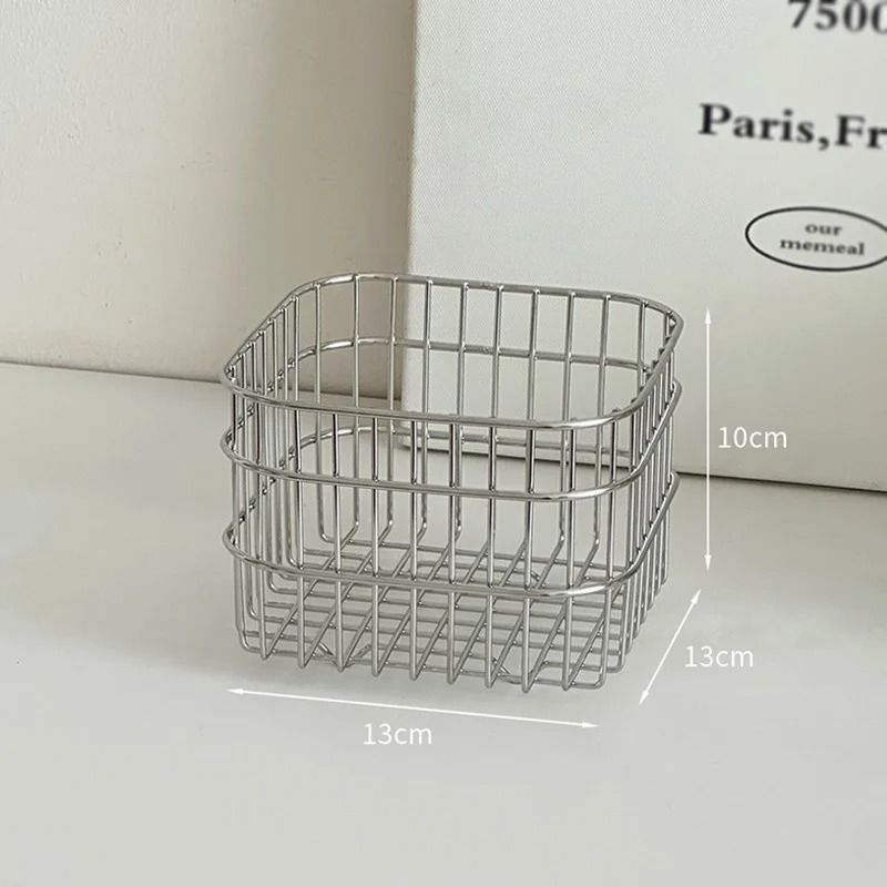 Premium Stainless Steel Minimalist Desktop Organizer Drainage Basket 7