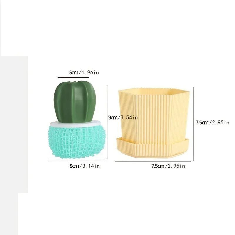 Cactus Ergonomic Kitchen Dishwashing Brush With HighDensity Nano Scrubber 3