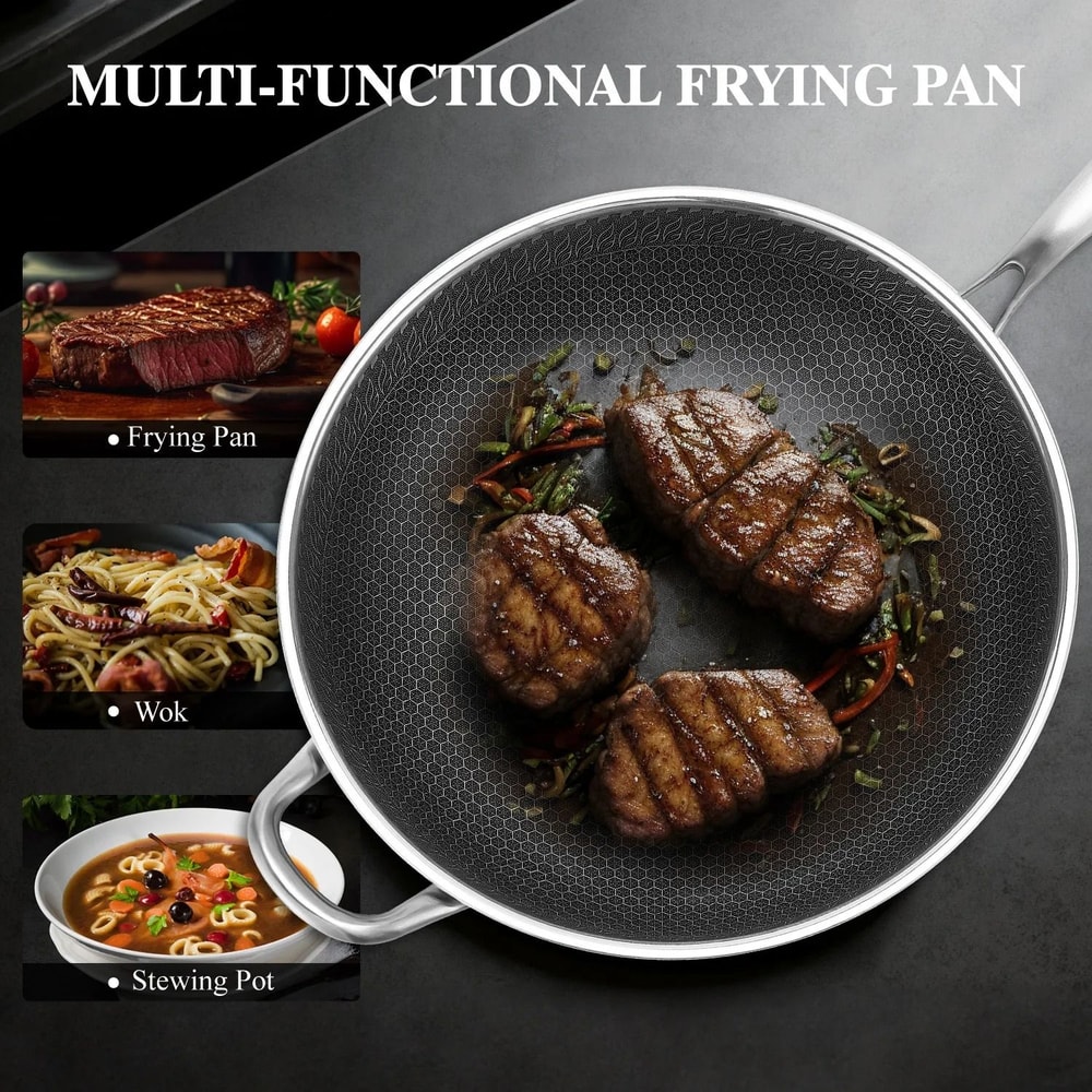 Stainless Steel Nonstick Wok With Tempered Glass Lid 3