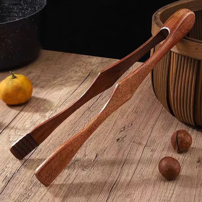 Natural Bamboo ScissorStyle Kitchen Tongs Serving Clamp 4