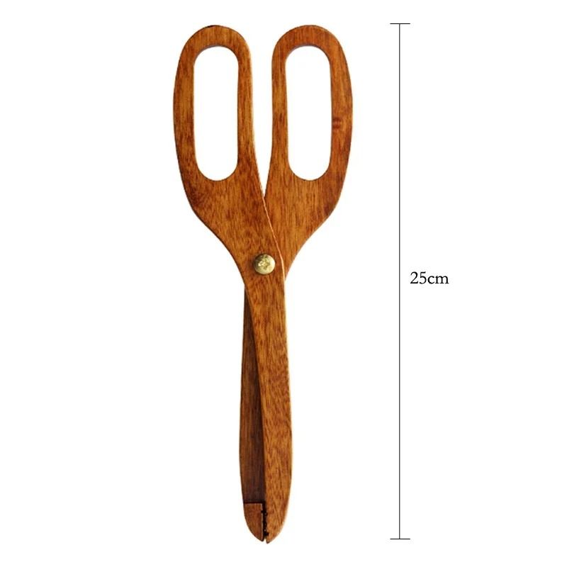 Natural Bamboo ScissorStyle Kitchen Tongs Serving Clamp 7