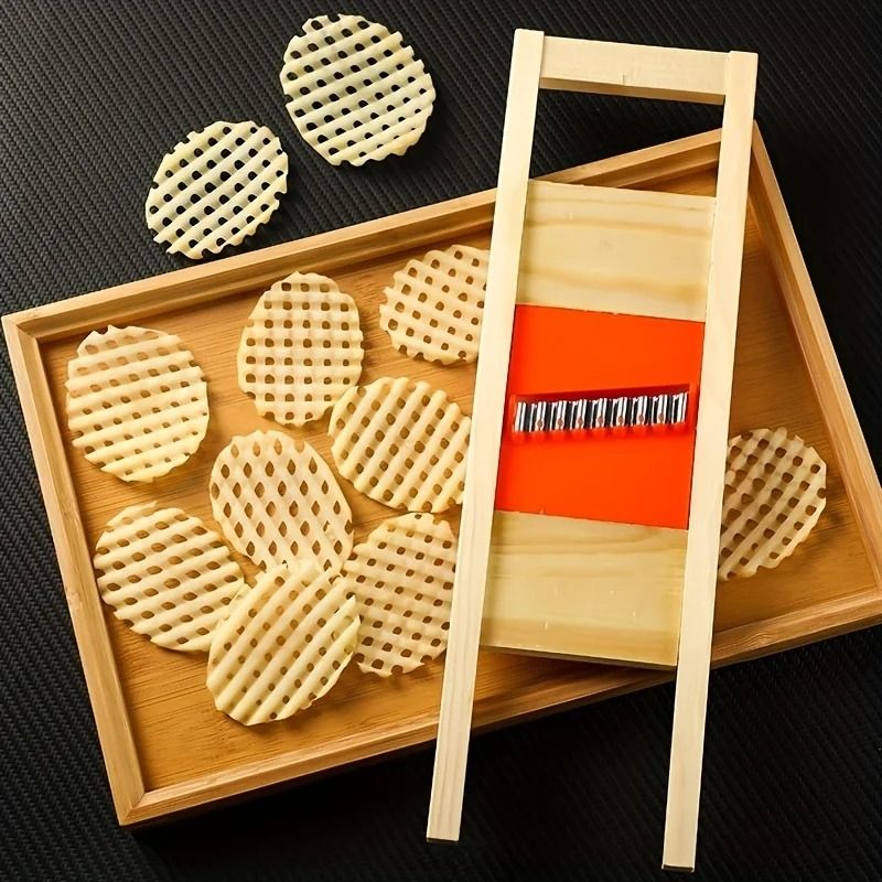 Stainless Steel Waffle Fry Crinkle Grid Slicer 6