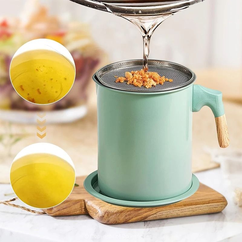 Stainless Steel 14L Bacon Grease Container FineMesh Oil Strainer 6