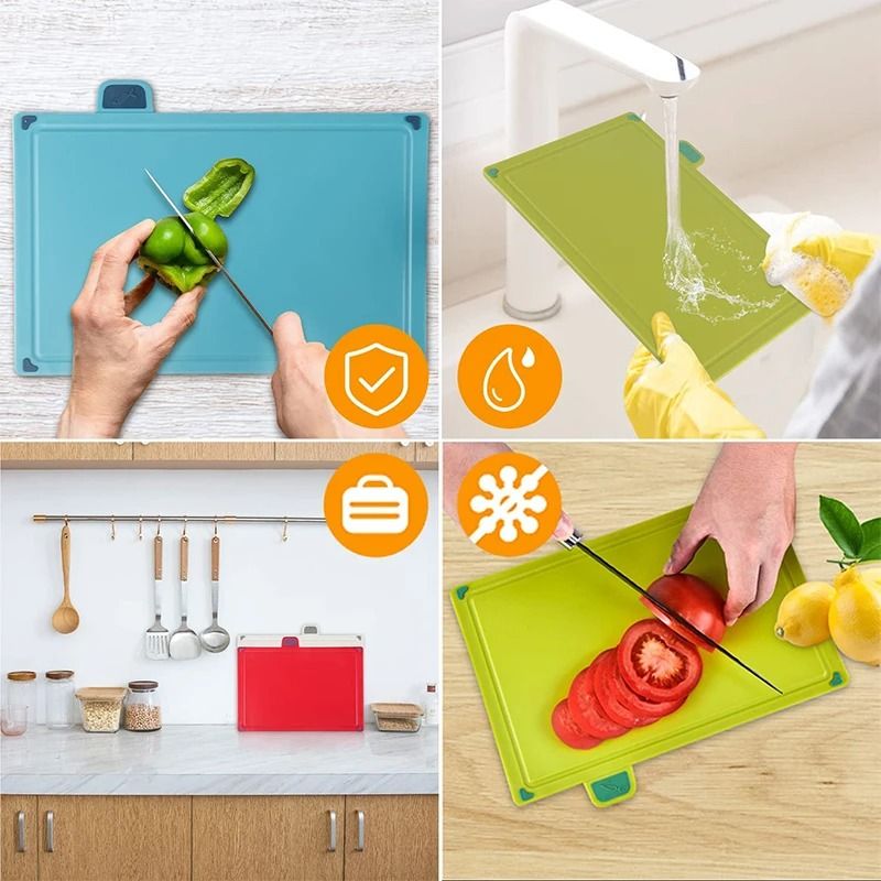 4Piece ColorCoded Cutting Board Set With Organized Storage Stand 4