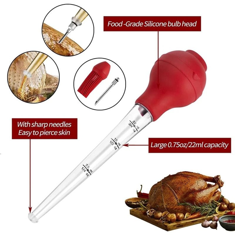 Stainless Steel Turkey Baster Meat Injector Kit 2