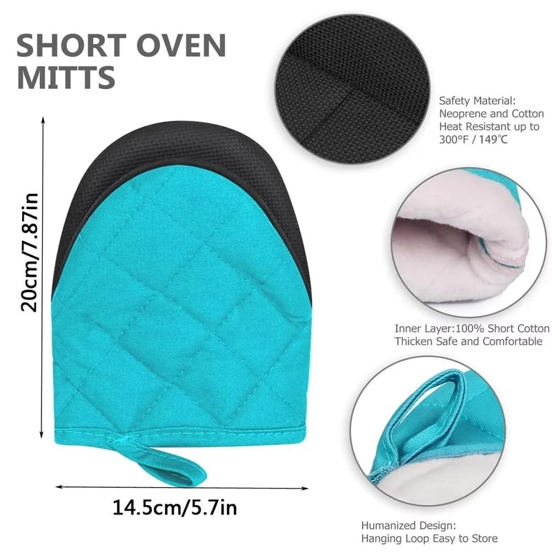 HeavyDuty HeatResistant Short Oven Mitts With NonSlip Grip 2