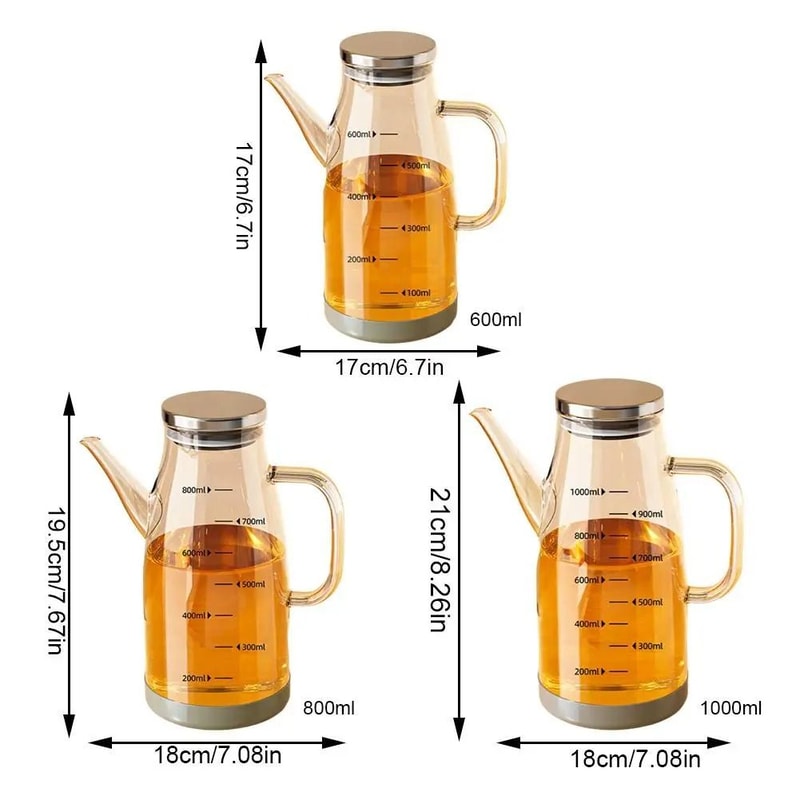 HighCapacity Glass Oil Dispenser With Stainless Steel Lid 5