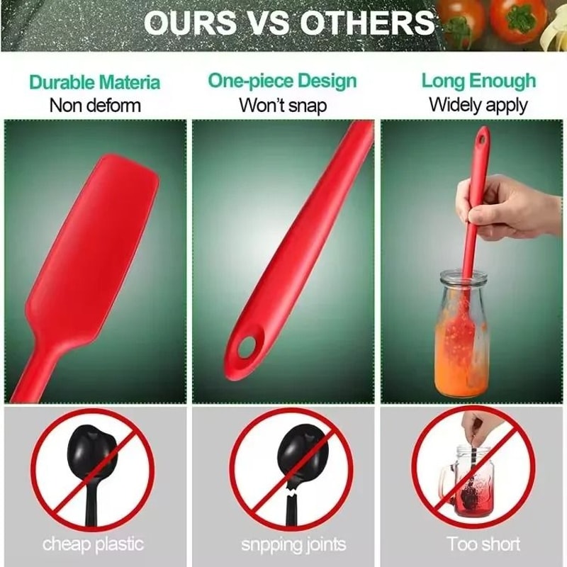 ExtraLong Silicone Jar Scraper Blender Spatula 4