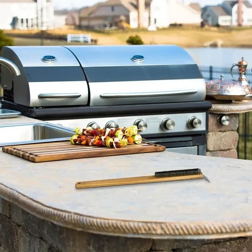 Swivel Head Pizza Oven Brush And Stainless Steel Scraper 4