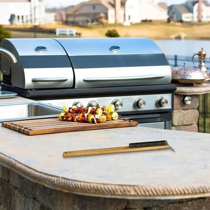 Swivel Head Pizza Oven Brush And Stainless Steel Scraper 4