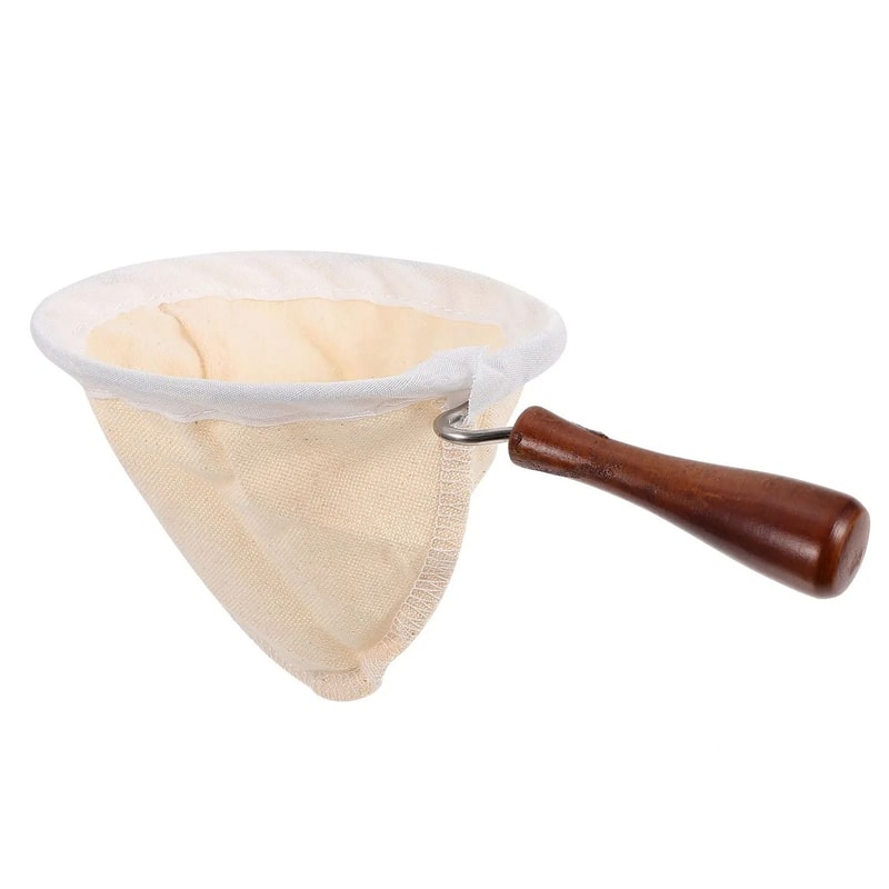 Reusable Flannel Coffee Filter Bag With Wood Handle 2