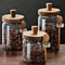 Artisan Borosilicate Glass Storage Jar With Integrated Wooden Spoon 5
