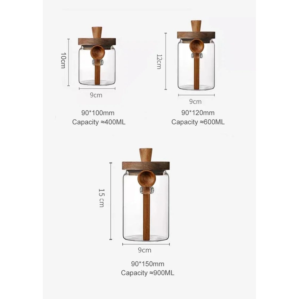 Artisan Borosilicate Glass Storage Jar With Integrated Wooden Spoon 3