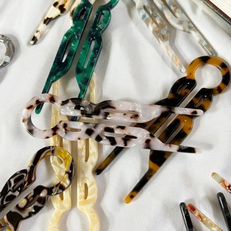 UShaped Acetate Hair Stick And Professional Bun Clip 3