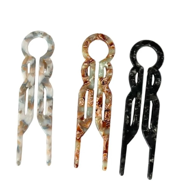 UShaped Acetate Hair Stick And Professional Bun Clip 4