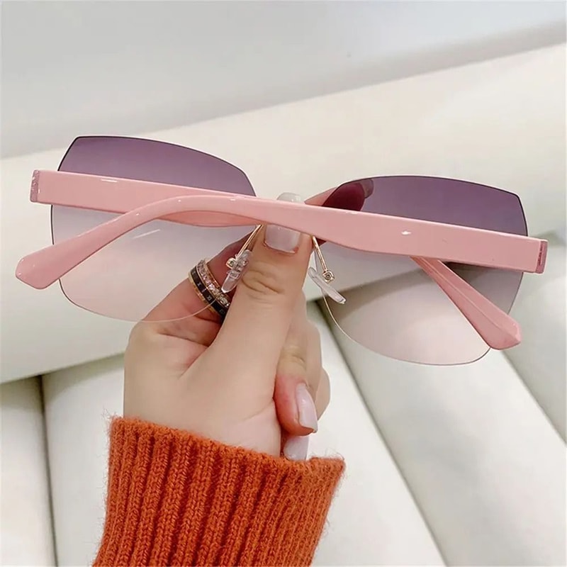 Elegant Rimless Gradient Sunglasses And Vintage Summer Shades 2