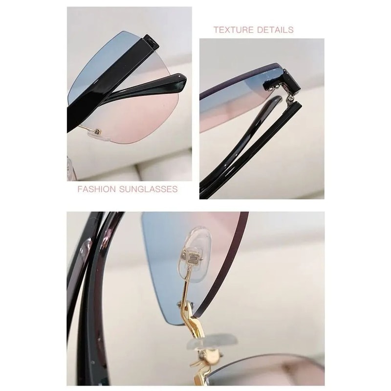 Elegant Rimless Gradient Sunglasses And Vintage Summer Shades 4