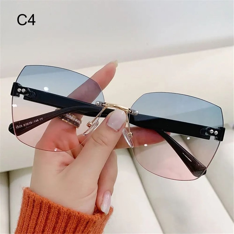 Elegant Rimless Gradient Sunglasses And Vintage Summer Shades 9