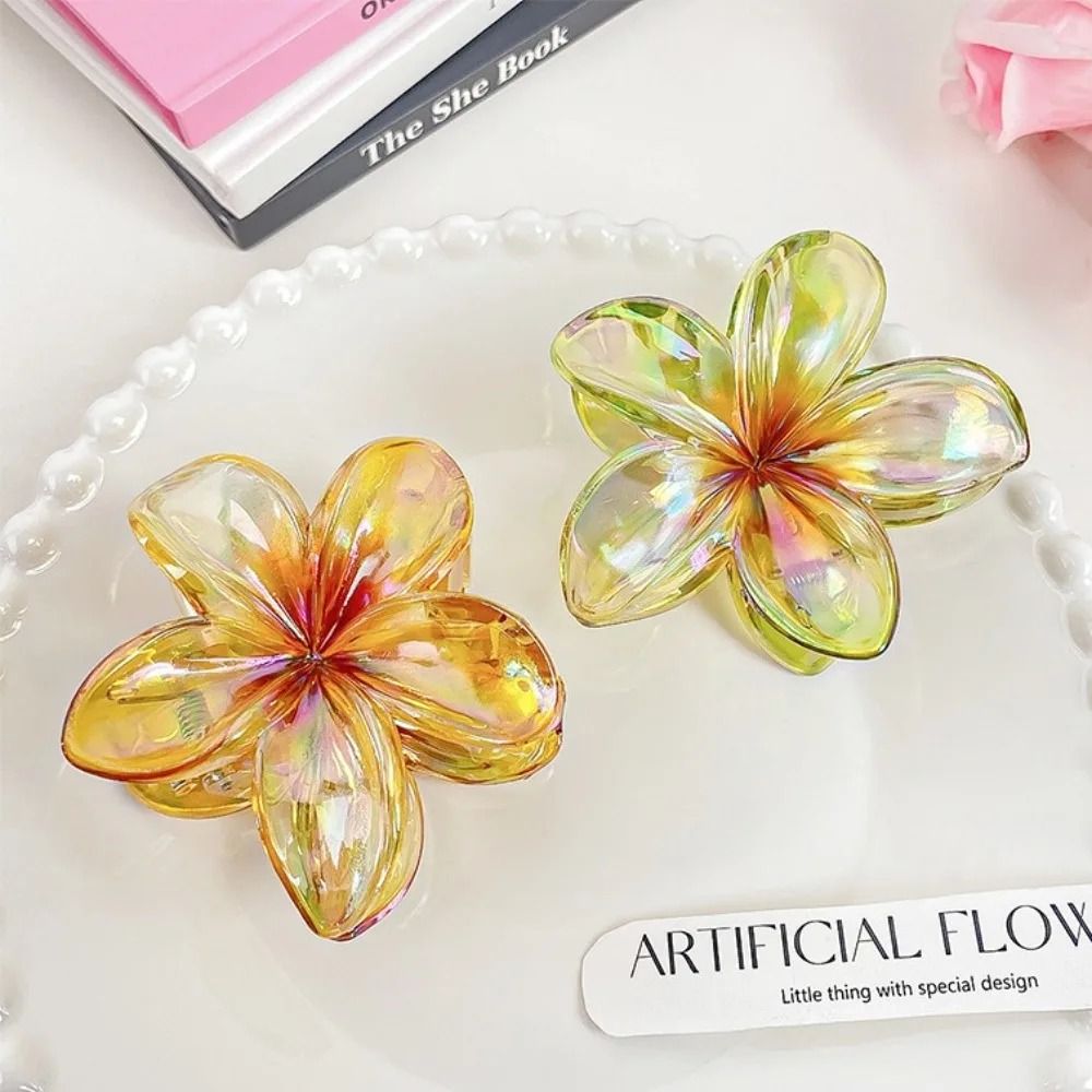 Tropical Bohemia Egg Flower Hair Claw And Vibrant Floral Shark Clip 4