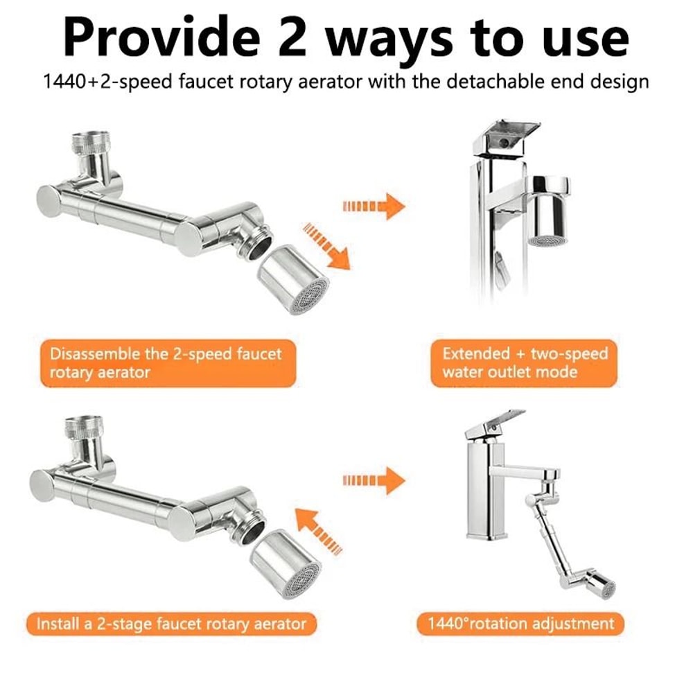 Ultimate 1440 Swivel Faucet Extender And Universal Robotic Arm Aerator 4