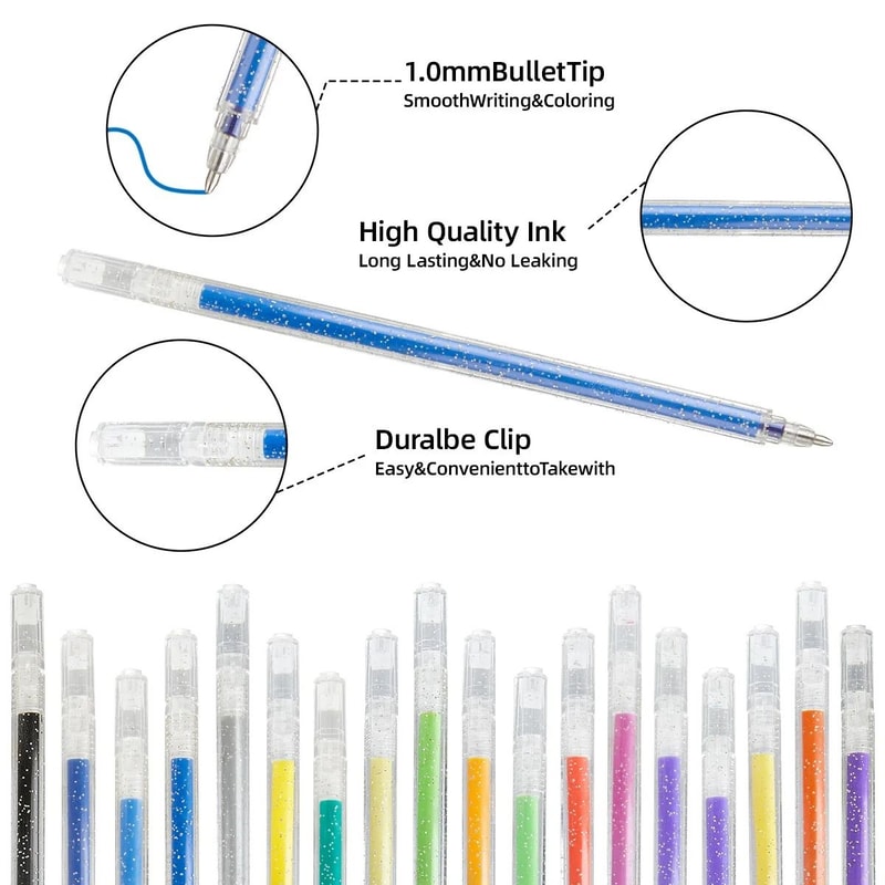 Metallic Glitter Gel Pens Set 10mm QuickDry Art Markers For Drawing DIY 2
