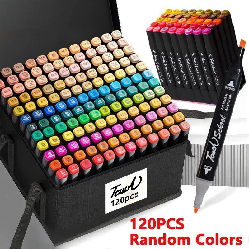 Dual Brush Tip Permanent Alcohol Markers Professional Art Set For Drawing Sketching 9