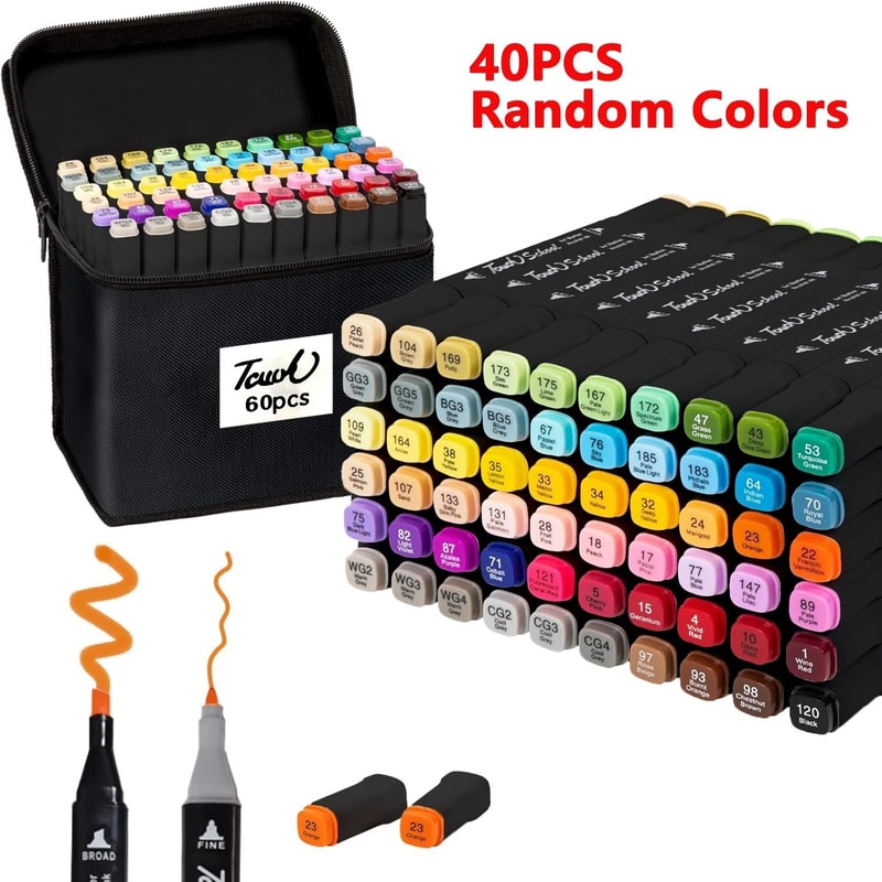 Dual Brush Tip Permanent Alcohol Markers Professional Art Set For Drawing Sketching 6