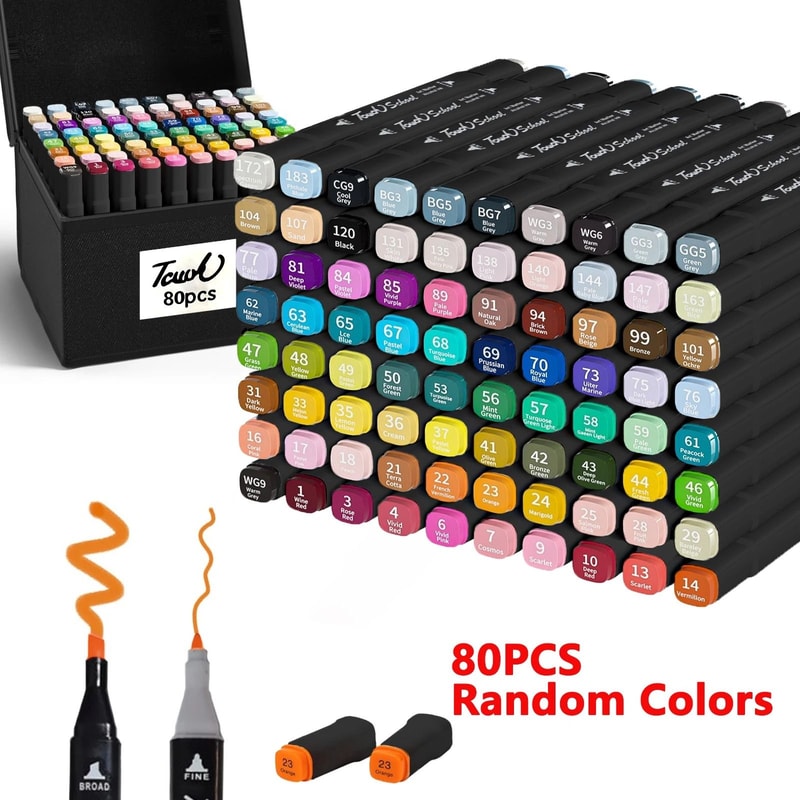 Dual Brush Tip Permanent Alcohol Markers Professional Art Set For Drawing Sketching 8