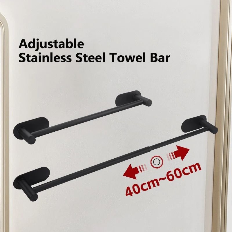 Adjustable Stainless Steel Towel Bar SUS304 Rustproof Bathroom Wall Rack 0