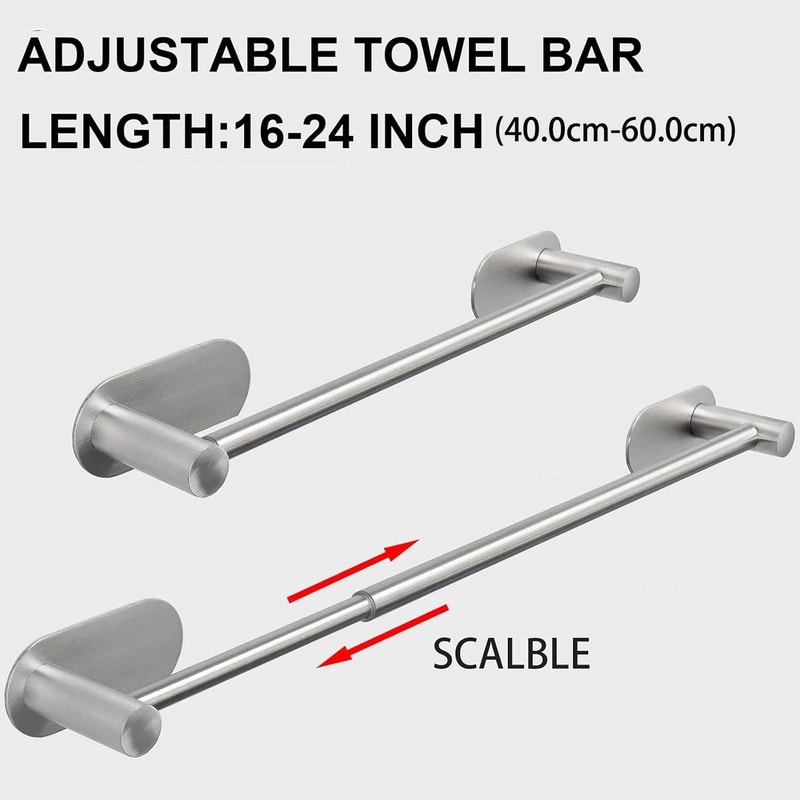 Adjustable Stainless Steel Towel Bar SUS304 Rustproof Bathroom Wall Rack 7