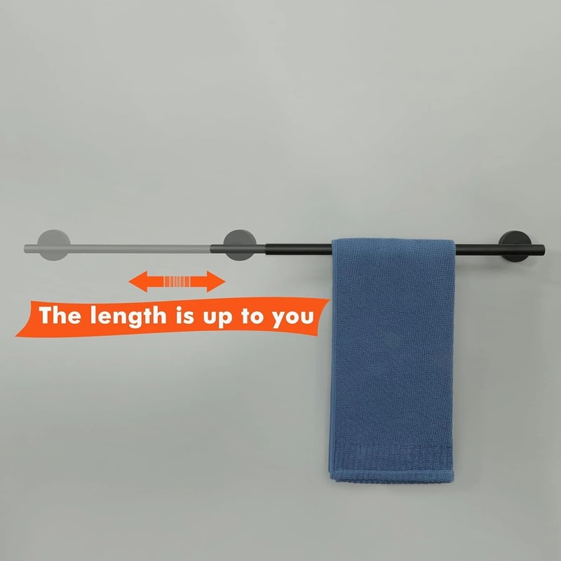 Retractable Matte Black Towel Bar SUS304 Stainless Steel Bathroom Hanging Rack 2