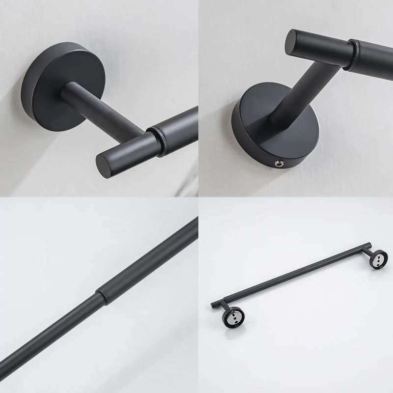 Retractable Matte Black Towel Bar SUS304 Stainless Steel Bathroom Hanging Rack 5