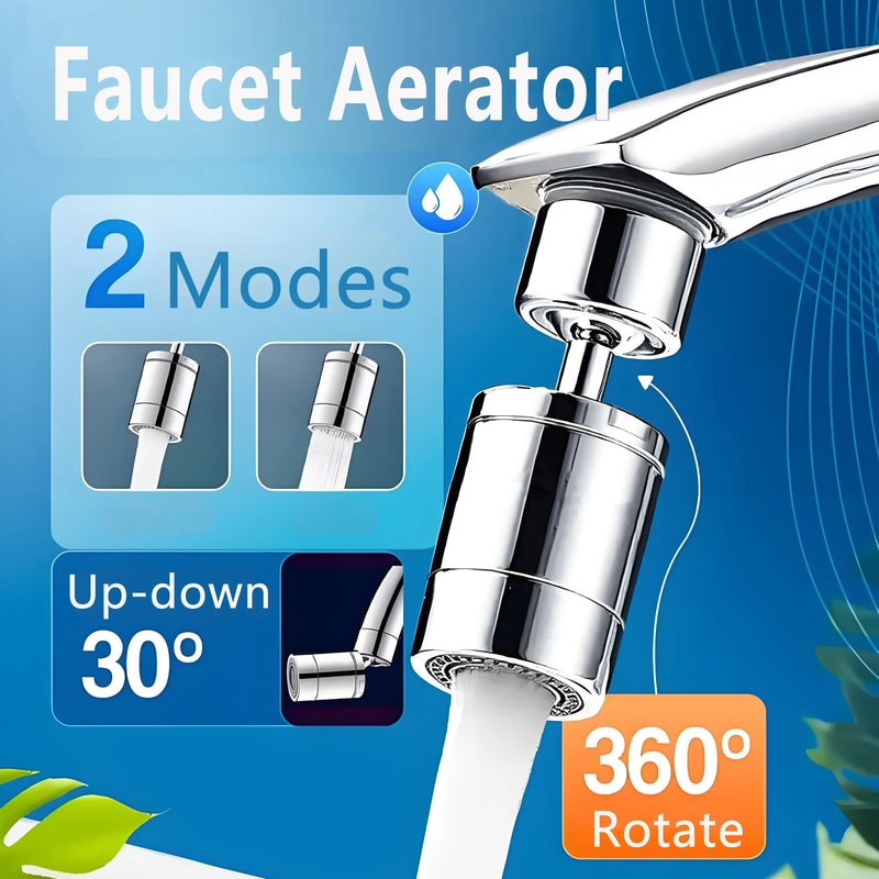 360 Rotary Splashback Tap Nozzle Dual Mode Kitchen Sink Faucet Aerator 0