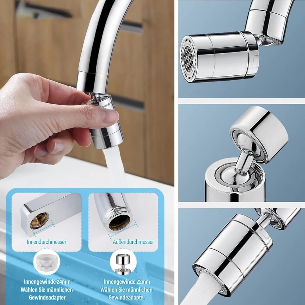 360 Rotary Splashback Tap Nozzle Dual Mode Kitchen Sink Faucet Aerator 2