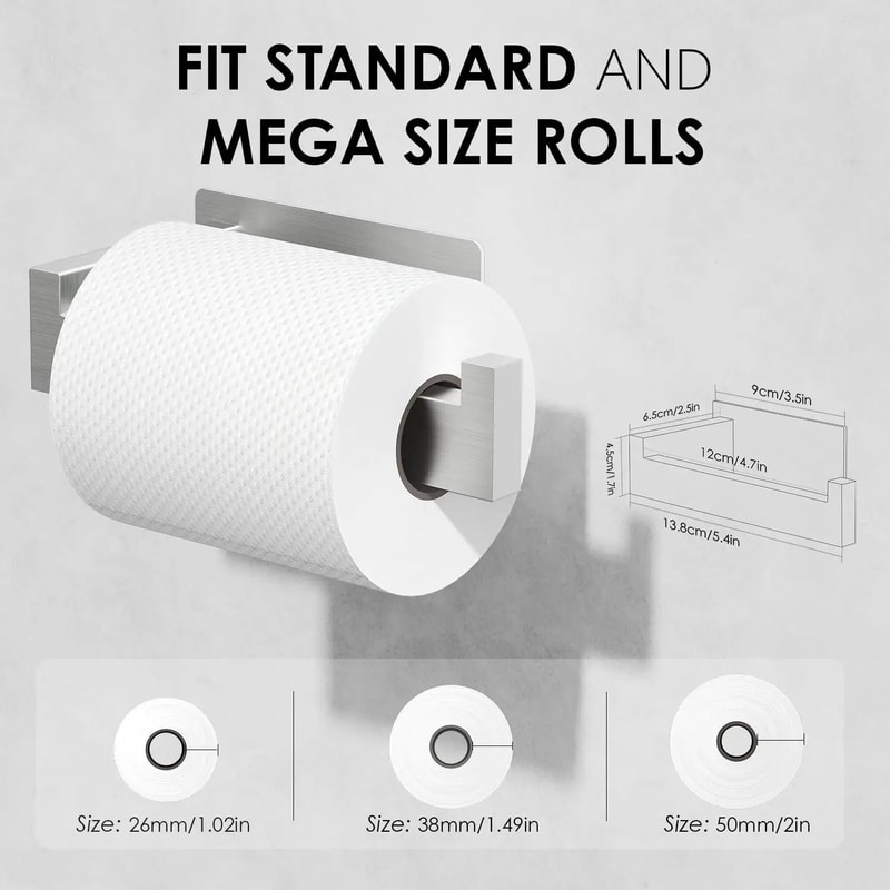 Adhesive Stainless Steel Toilet Paper Holder Modern Waterproof Tissue Hanger 7