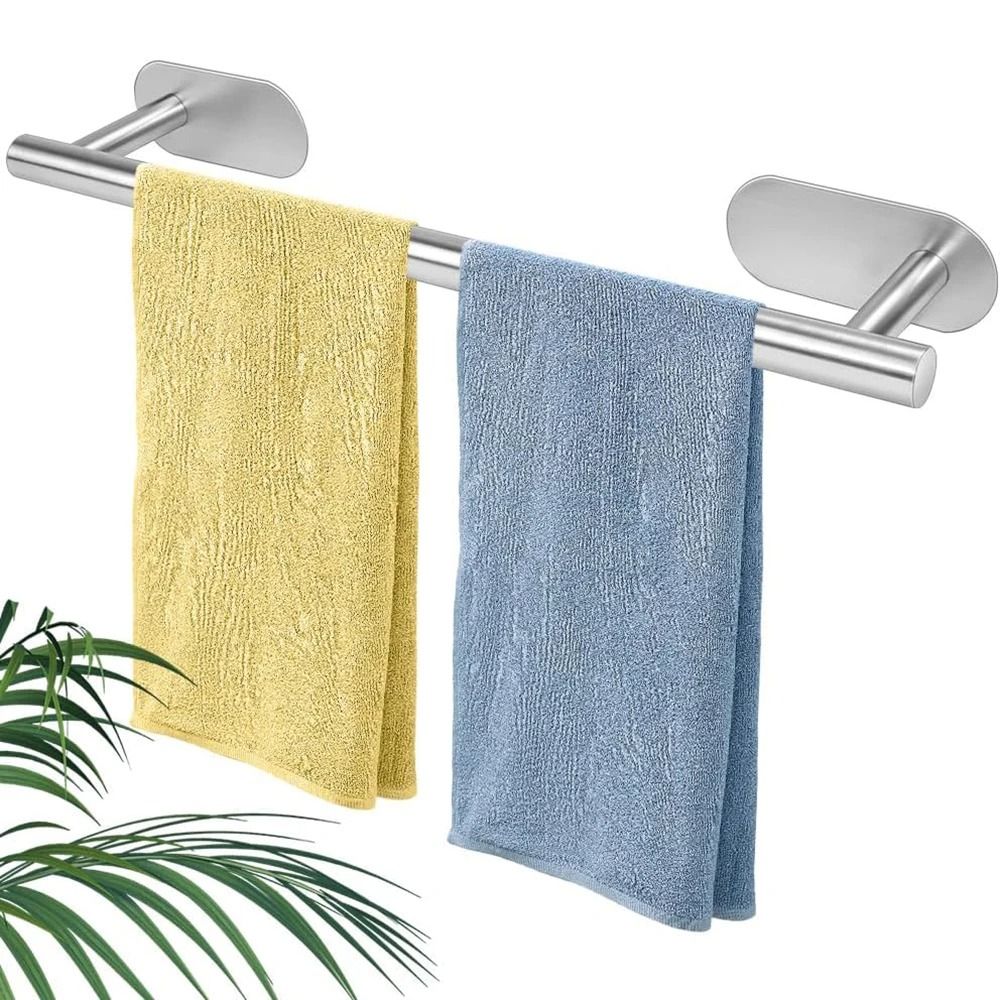 DrillFree Retractable Bathroom Towel Rack SUS304 Stainless Steel Adhesive Hanger 0