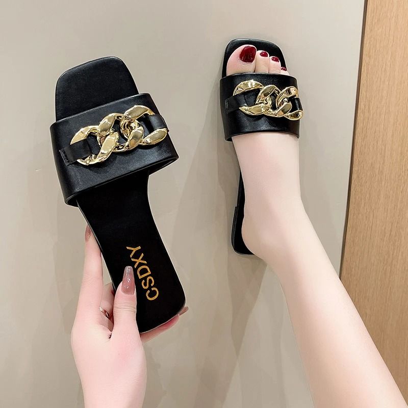 Summer Low Heel Slides Versatile Indoor Outdoor Fashion Slippers 3