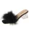 Sexy Faux Fox Fur Square Toe Pumps Elegant Chunky Heel Summer Slippers 7