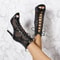 Classic LaceUp Stiletto Sandals Super High Heel Hollow PeepToe Pumps 3