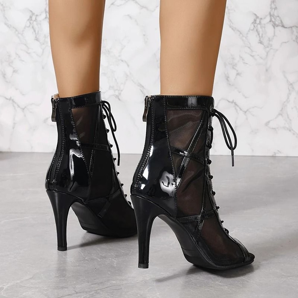 Classic LaceUp Stiletto Sandals Super High Heel Hollow PeepToe Pumps 5