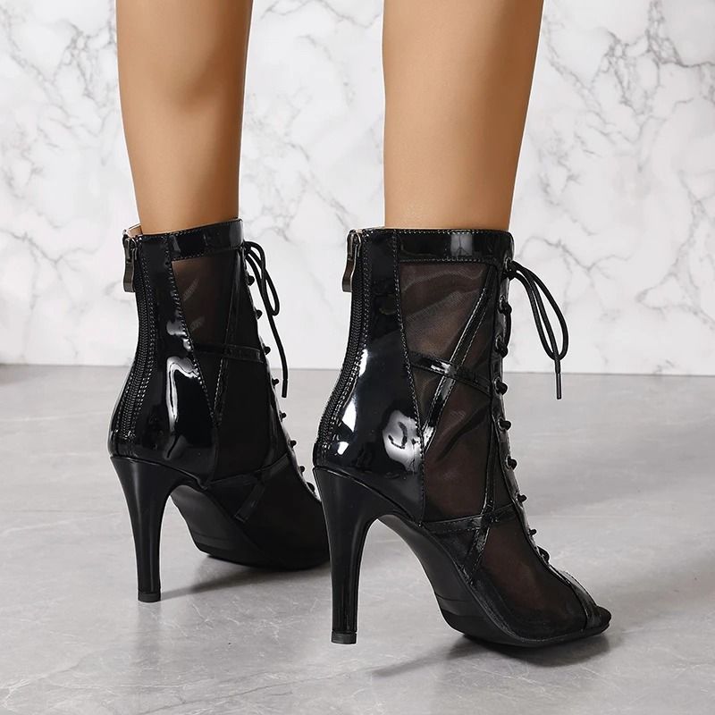 Classic LaceUp Stiletto Sandals Super High Heel Hollow PeepToe Pumps 5